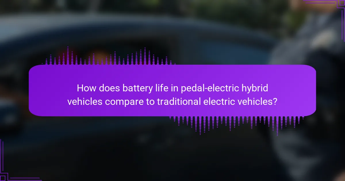 How does battery life in pedal-electric hybrid vehicles compare to traditional electric vehicles?