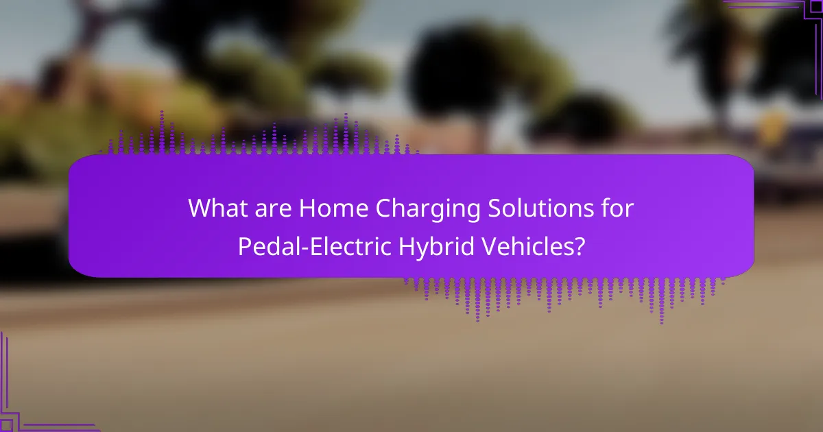 What are Home Charging Solutions for Pedal-Electric Hybrid Vehicles?